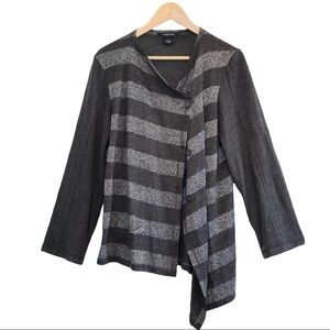 🌈 6/$60, Lundstrom Open Front, Asymmetrical Sweater/Cardigan, Grey, Size 10